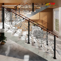 High-end wrought iron stair handrails help elevate the style of stairs combining safety with sophisticated decorative details.