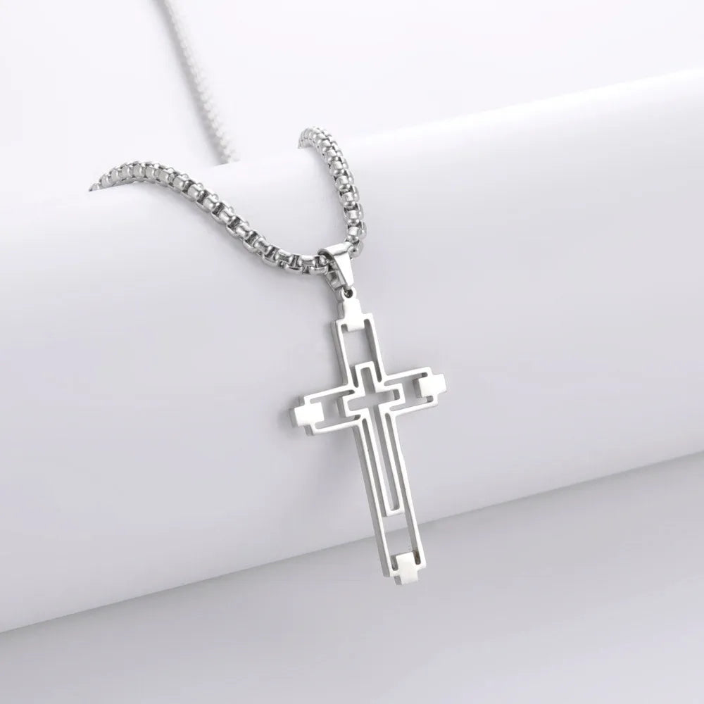 Cheap Religious Jewelry Silver Pendant China Wholesale Stainless Steel Cross Necklace