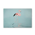 Made In Germany - Home Decor Canvas Picture Flamingo In The Water - Wall Painting Mural In Blue And Pink - Stretcher Frame Art