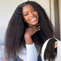 Kinky Straight Wig Brazilian Virgin Human Hair 16 Inches Glueless Lace Front Frontal Afro Style Yaki for Black Women
