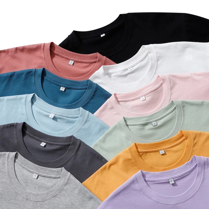 High Quality 210gsm 100% Cotton Custom Logo Streetwear T Shirt Men's Plain Dyed Blank Oversized Tshirt Men's T-Shirts