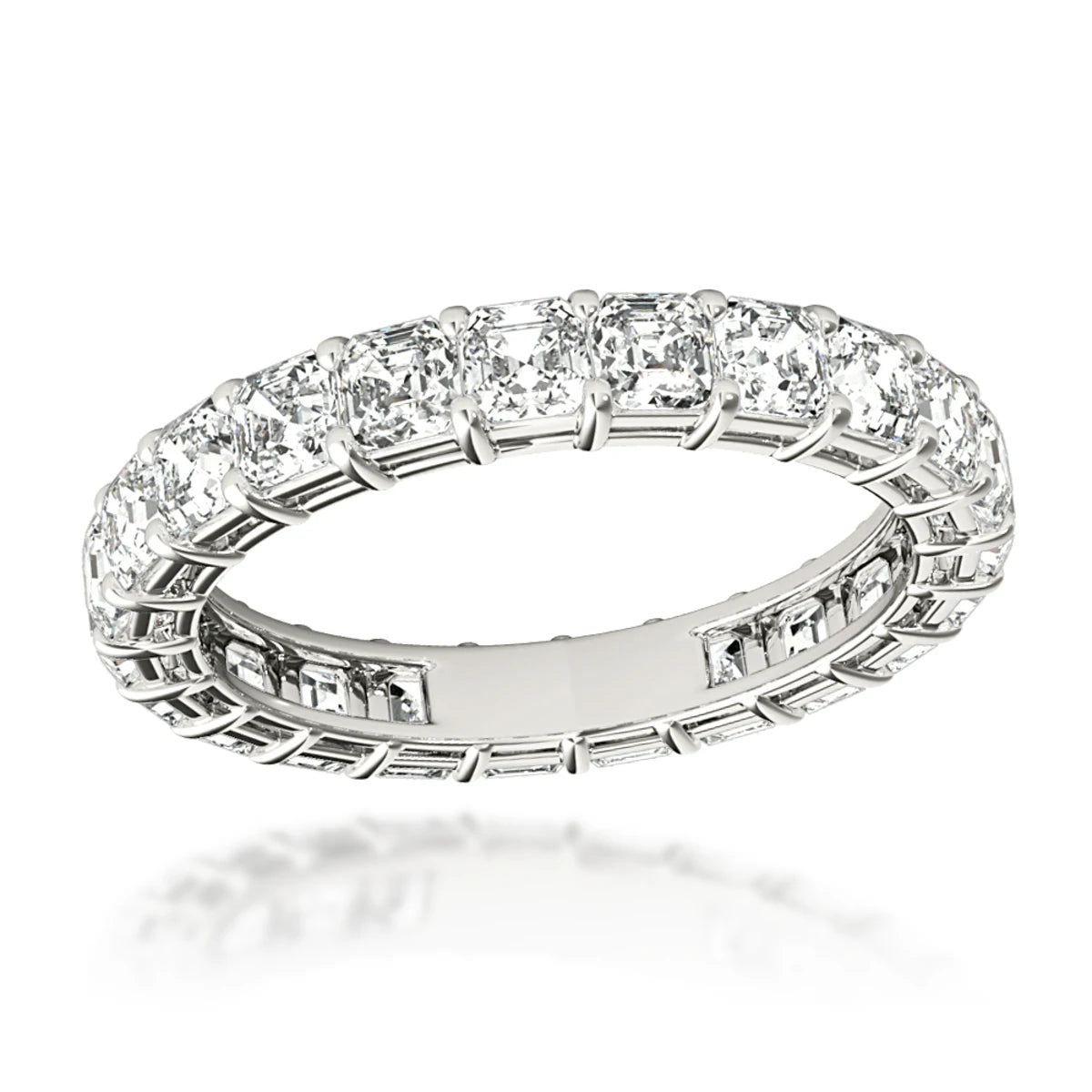 18K White Gold Diamond Ring 3ct Asscher Cut Diamond Eternity Ring VS Pink Sapphire Marquise Geometric Romantic Anniversary Ring