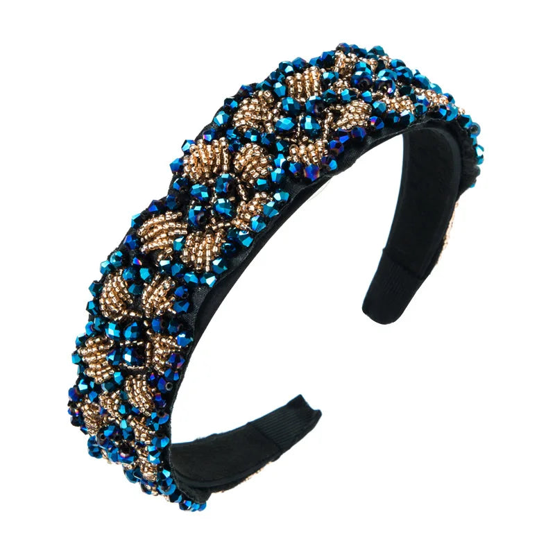 Baroque Style Women Wide Sparkly Headband Full Color Rhinestone Hairband Women