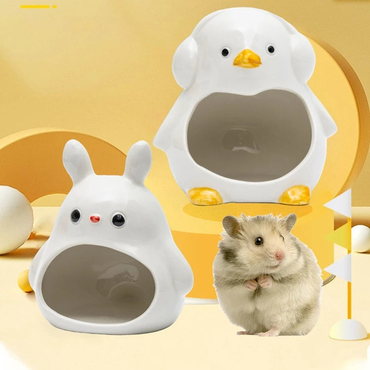 Original Design Rabbit-shaped Eco-friendly Ceramic Hamster House for Heat Dissipation and Cooling
