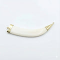 Handmade Natural Buffalo Bone Tusk Pendants Octagon Shape Gold Plated Brass Cap Boho Jewelry Charms DIY Necklace Making Conifer