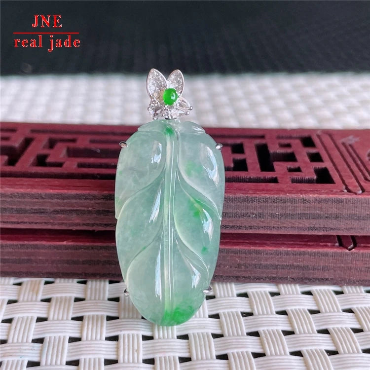 Myanmar Natural a Type Jadeite Jade Pendant 18K Gold Ice-Like Floating Green Descendants of the Rich Emerald Pendant 5.13