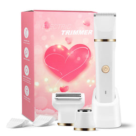 Bikini Trimmer for Women Electric Body Hair Trimmer 3 in 1 Wet Dry Shaver Groomer Replaceable Ceramic Blade Heads