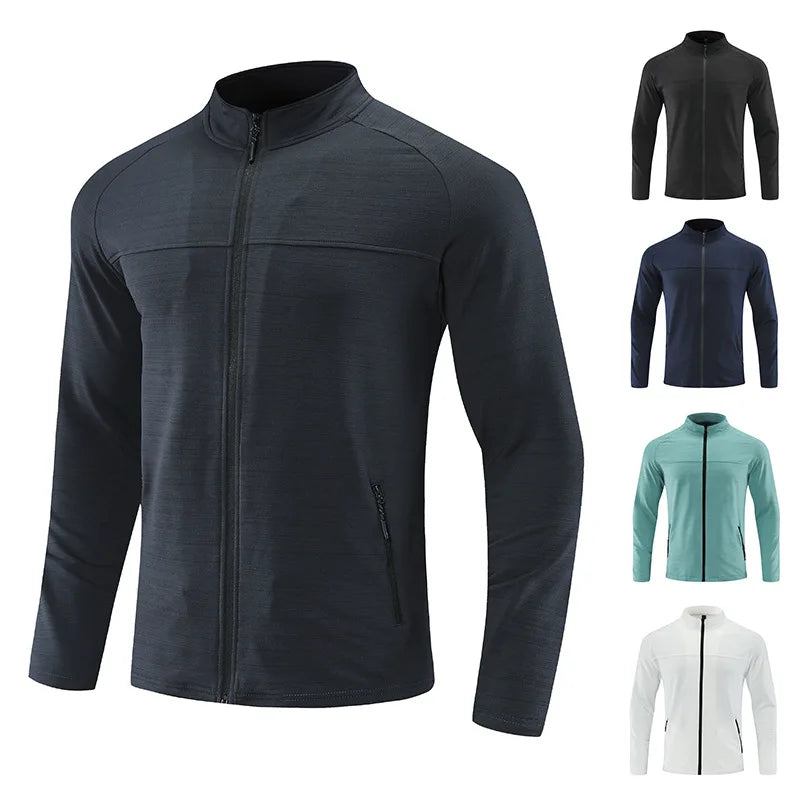 China Bangladesh Factory Price OEM Customized Logo Embroidery Mens Quick Dry Stand Collar Sports Running Fitness Cardigan Jacket