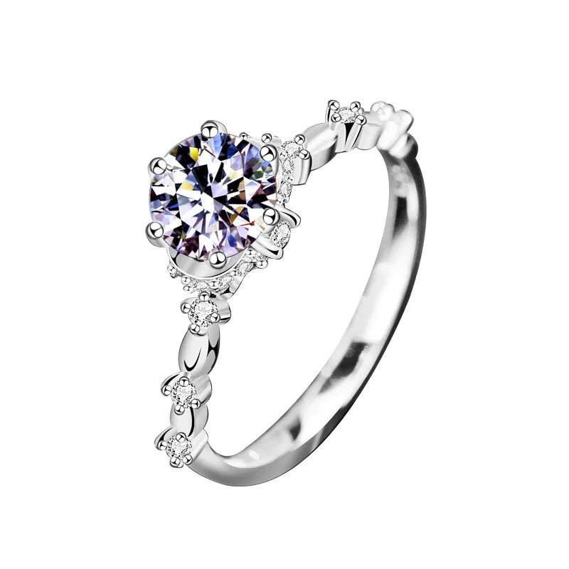 XJA002 925 Sterling Silver Light Luxury Diamond Ring Fashion Jewelry Exquisite Moissanite Silver Jewelry Wedding Ring for Women