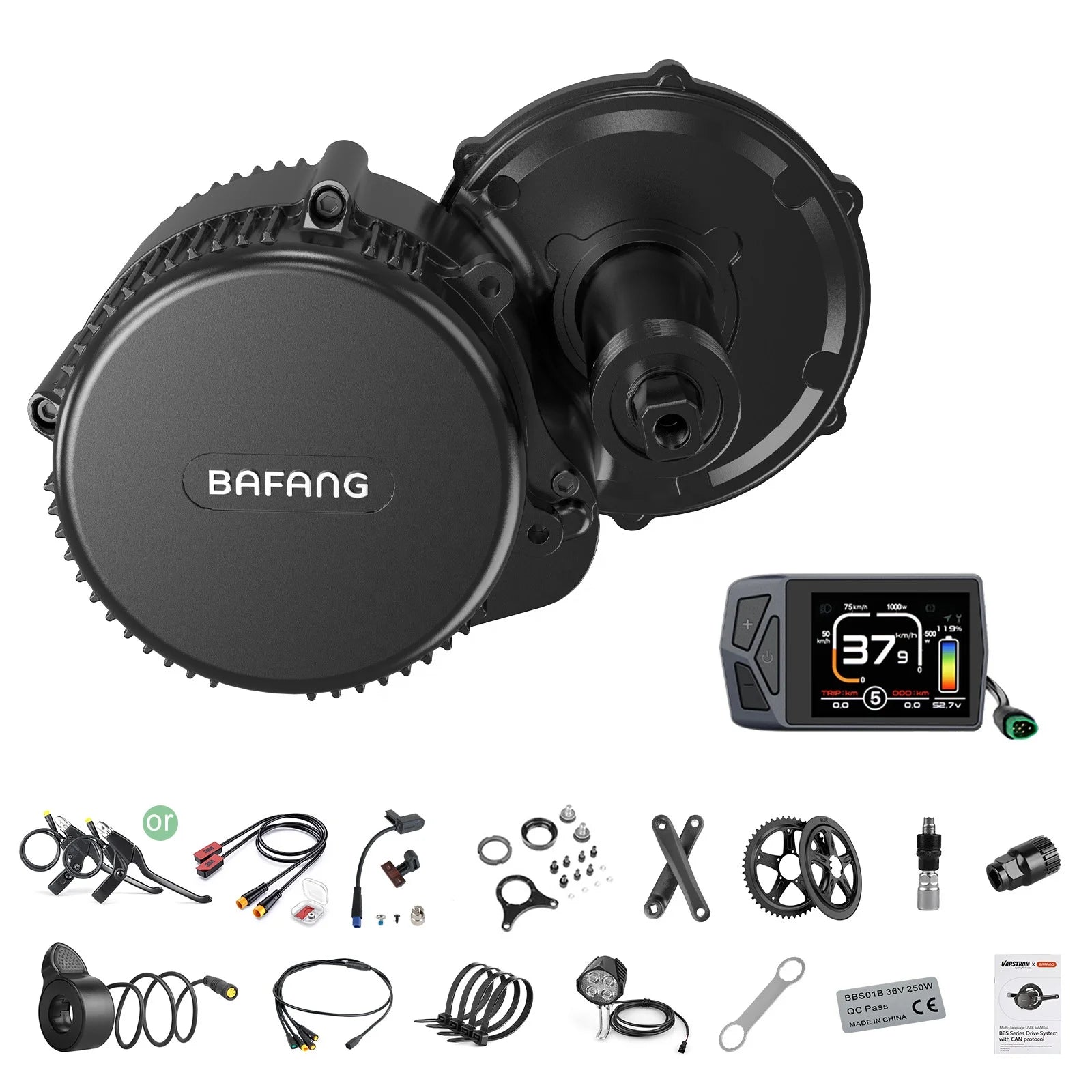 Bafang BBS01 BBS02 BBSHD Mid Drive Motor Kit 250W 350W 500W 750W 1000W 36v 48V 52V CAN Version Mid Motor Kit with EKD01 Display