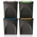 Set of 4 KEDEN SORTIBOX waste bins 100% recycled plastic black 100L