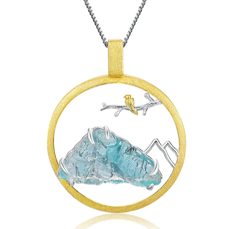 New Arrivals Jewelry Solid 925 Sterling Silver Pendant Natural Raw Stone Pendant