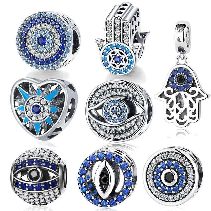 S925 Sterling Silver the Eye of Greece the Eye of the Devil Pendant Charm Bead Fit Original Pendant Bracelet DIY Women Jewelry