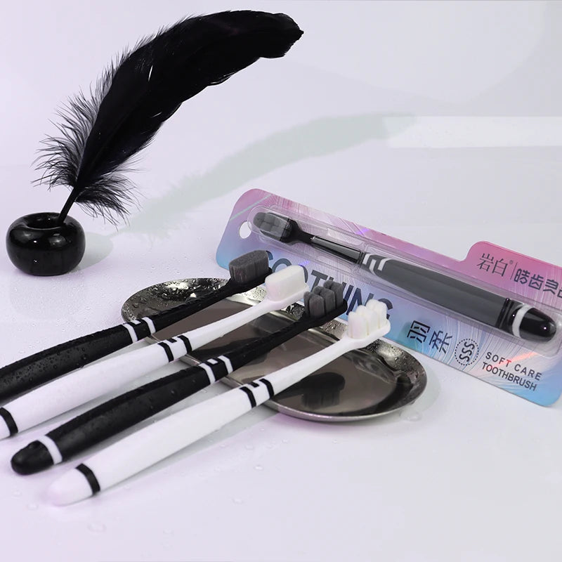 10000 Bristle Super Soft Luxury Toothbrush Sensitive Gums Use Black and White Colors