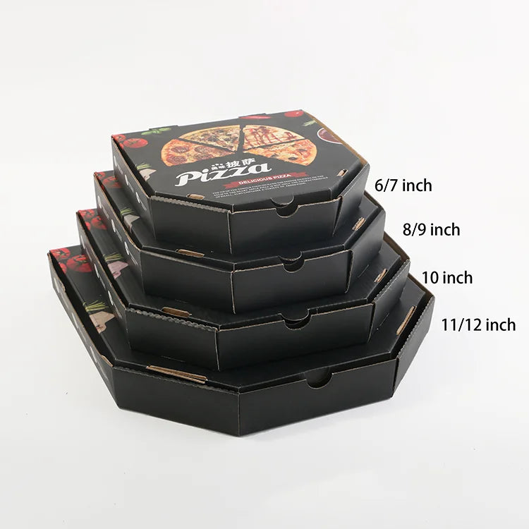Free Sample Kraft Corrugated Octangle Shape Pizza Packaging Paper Box with Custom logo Takeaway Delivery to Go Pizza Box