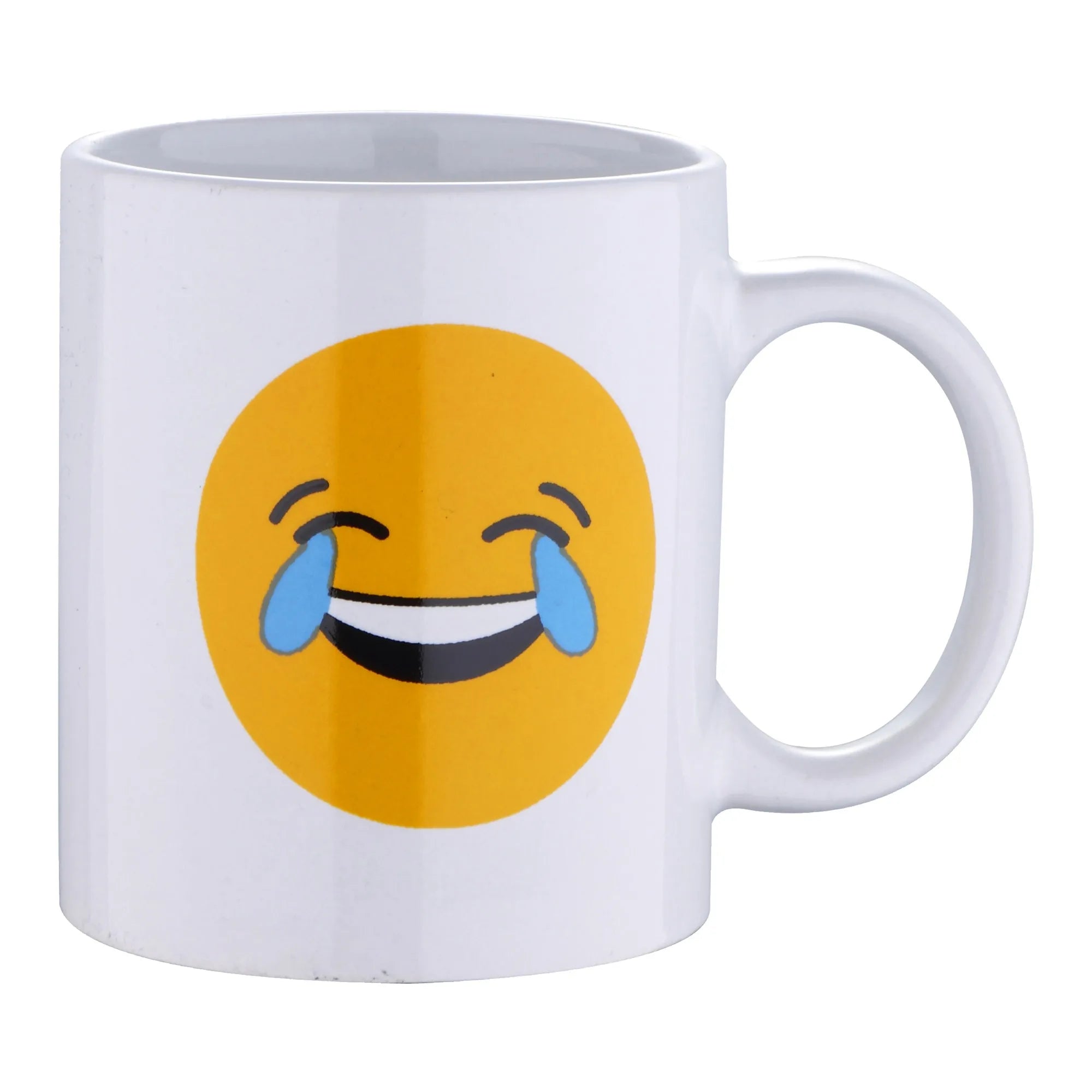 33cl porcelain mug white with emoticon - laughing/crying