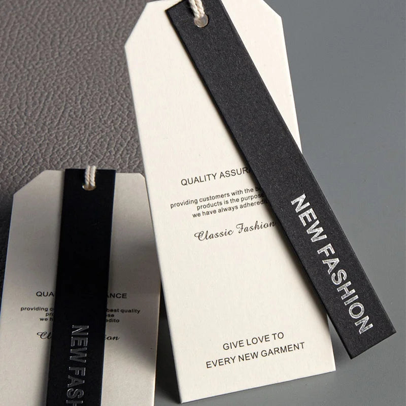 Recyclable Luxury Tag Logo With String Rope Swing Tag Embossed White Uv Printing Paper Organic Hang Tags
