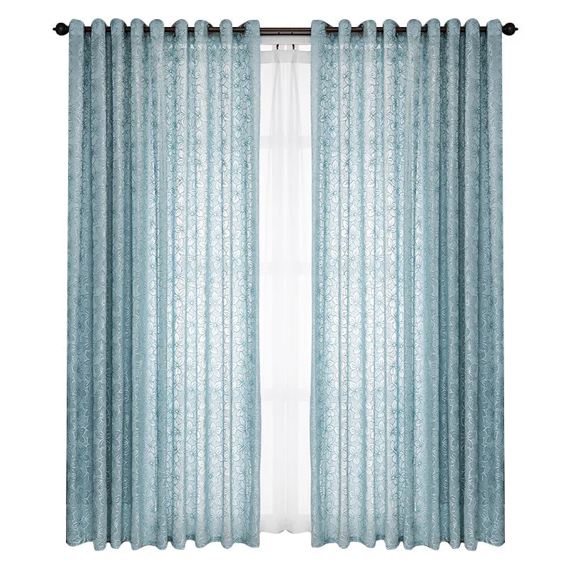 Sheer Curtains Embossed Flower Light Luxury Curtains Home Decor Voile Tulle Home Decor for Living Room Bedroom Balcony