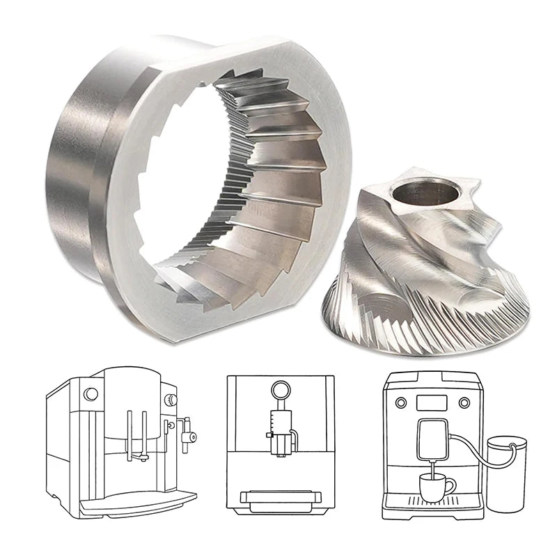 Conical Grinder Burrs Custom Coffee Grinder Parts 48MM Stainless Steel Espresso Machine Conical Burr Set Replacement for Jura