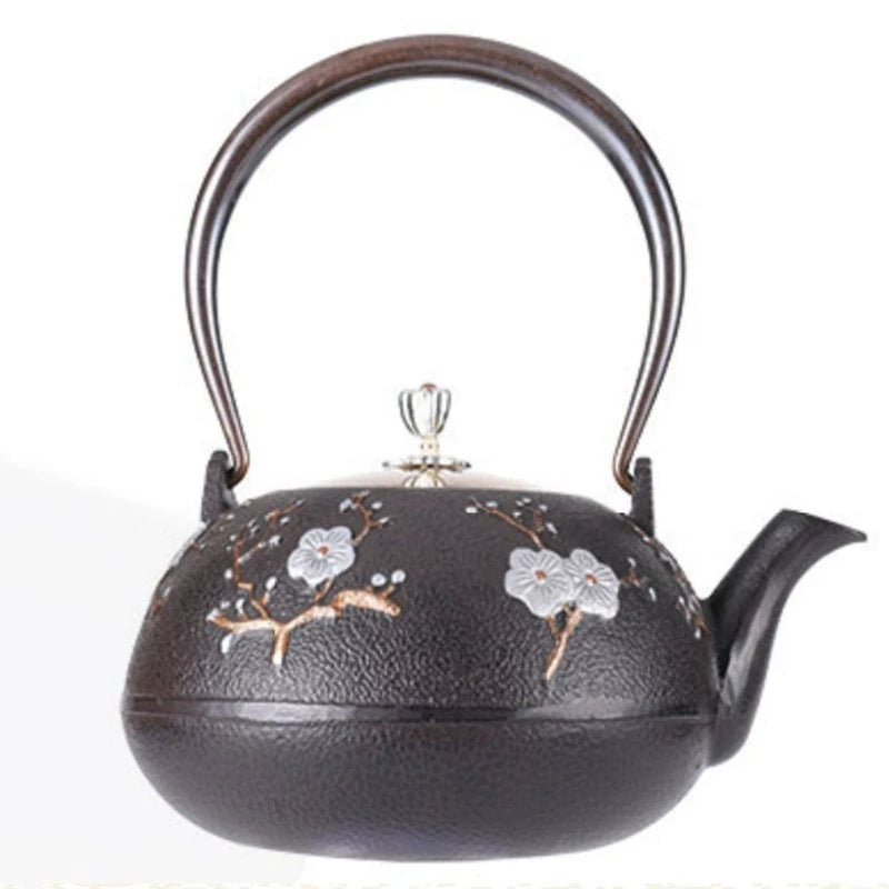 Factory Price 1.2L Tea Pot Cast Iron Teapot Traditional Tea Kettle 1200ml Loose Tea Black with Retail Box