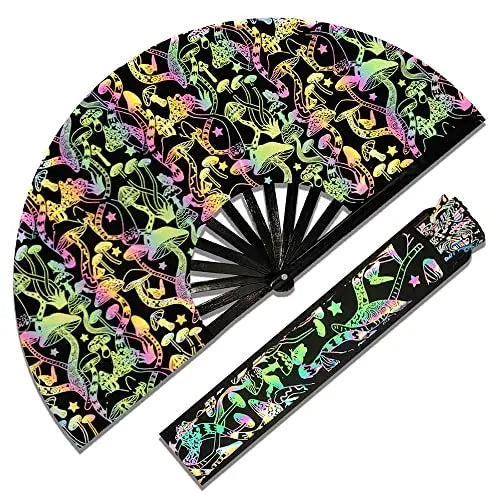 Custom Logo 33CM Decorative Rave Fan Bamboo Folding Hand Fans for Men and Women