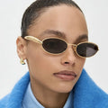 Logo Custom 2025 Retro Y2k Punk Small Frame Sun Glasses UV400 Metal Oval Sunglasses for Men Women