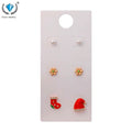 Factory Wholesale Gold Plated Snowflake Christmas Earrings Asymmetrical Drip Oil Santa Hat Sock Stud Set for New Year
