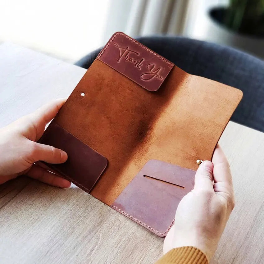 Personalized Debossed Logo Hotel Leather Memo Check Book Cover