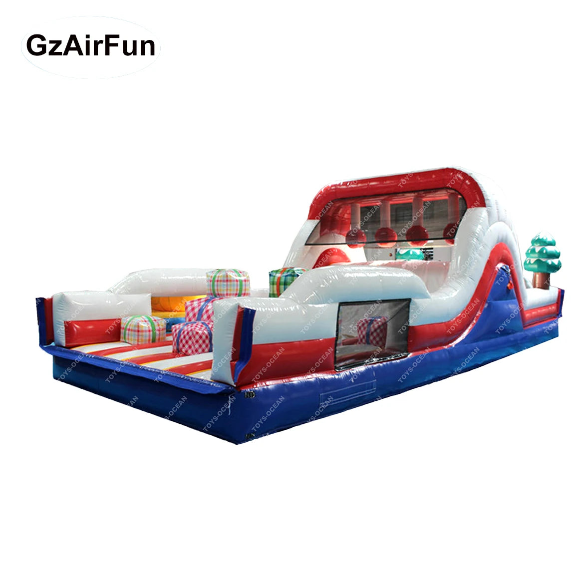 Custom Commercial Grade Christmas Themed Playground Bounce Combo Kids Inflatable Obstacle Course