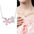 FDXZ-184 Butterfly Kiss Flower Necklace for Female S925 Sterling Silver Pink Peach Blossom Zircon 45cm Chain Simplicity Jewelry