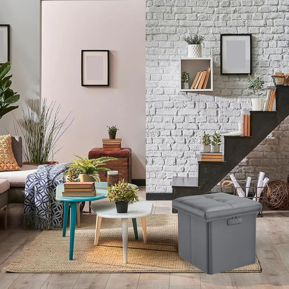 American Spot Folding Furniture Storage Leather Living Room Modern Storage Stool