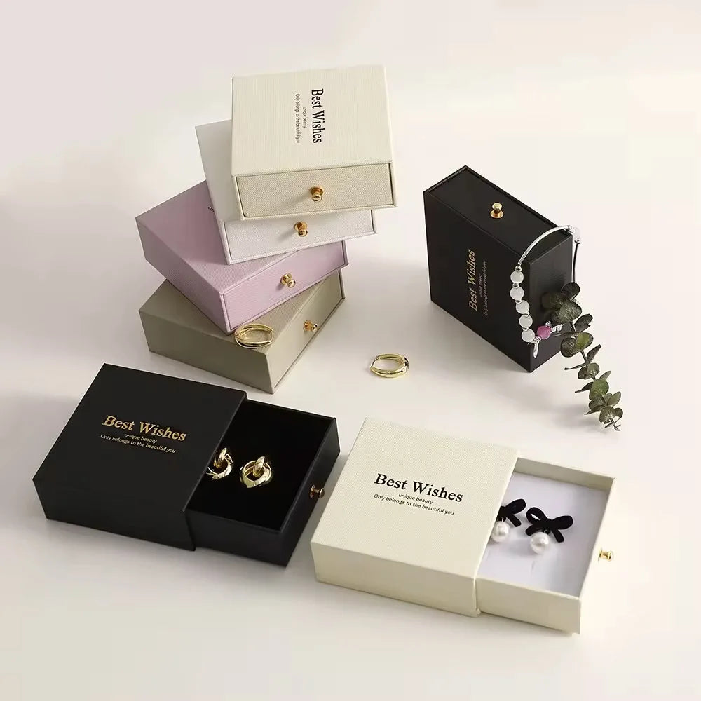 Wholesale 9*9cm Sliding Jewelry Box Jewelry Drawer Box Cardboard Bracelet Ring Earring Necklace Jewelry Box
