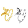 Hot Sale Fashion Butterfly Ring 925 Sterling Silver Cubic Zirconia 18k Gold Plated Adjustable Women Ring Jewelry Wholesale