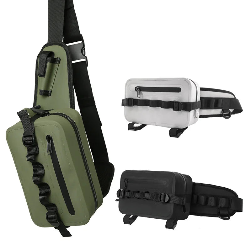 Factory Hot Selling TPU Fishing Rod Fly LureTackle Bag Waterproof Fishing Fanny Pack with Adjustable Strap Fishing Rod Holder