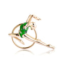 Dancing Girl Gymnastics Enamel Pin 18K Gold Plating Green Red Enamel Women's Metal Lapel Brooch Party Wedding Engagement Gifts