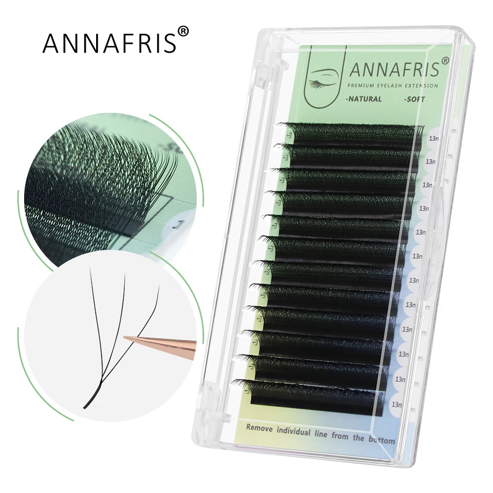 ANNAFRIS Wholesale 3D W Shaped Lashes for Fluffy Wispy Clover 3D Wimperextensions Oefenen Volume Eyelash Extensions Matte