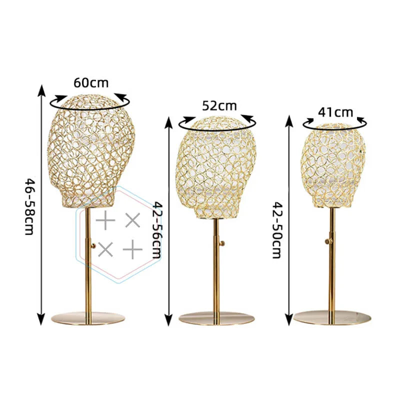 New Style Iron Head Mannequins with Wooden Base Metal Wire Mannequin Heads Standing