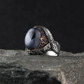 Wholesale Azuris 925 Sterling Silver Ottoman Style Men's Ring with Natural Stone Agate Handmade in Turkey VALKH1078