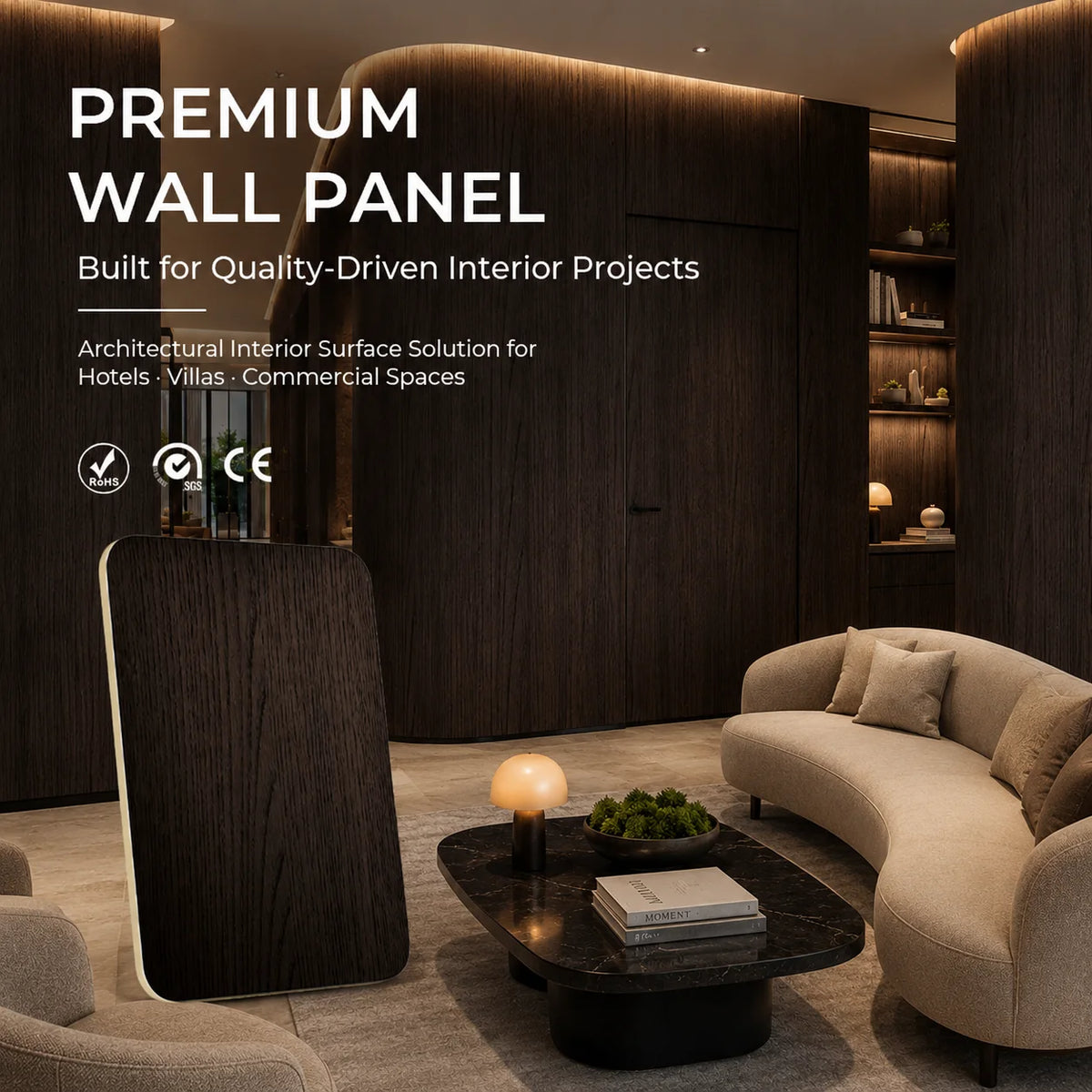 Artificial Walnut Wood Veneer Spc Wall Panel 2400x1200 Hotel Corridor Wall Panel Panels for Villa Hotel Project Wall Decoration MegaBDM