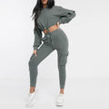 Wholesale Custom Fashion Casual Ladies Women Hooded Solid 100% Cotton Zip up 2 Piece Set Tracksuit Sweatsuits Air Shipping