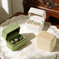 7.5*5.2*6CM Modern Rectangle Cream-style Flip Ear Studs Multi-ring Storage Box Velvet Fabric Jewelry Case Travelling Organizer MegaBDM