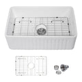 Sarlai 30 Single Bowl- White Farmhouse Sink Ledge Workstation Apron Front Ceramic Porcelain White Farmhouse Sink
