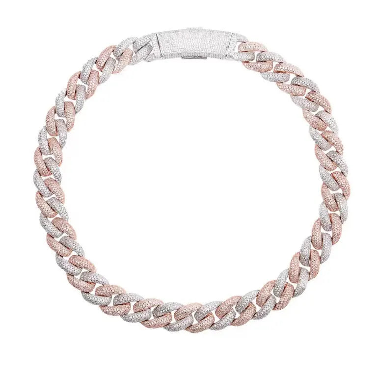 Wholesale Christian Fashion Bling Bling Jewelry Unisex Hip Hop CZ Two Tone Color Rose Gold Charm Necklace Gift
