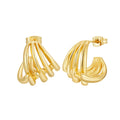18K Gold Plated Brass Jewelry Fashion Geometric Irregular Cross Lines Hypoallergenic for Woman Party Earrings E241638 MegaBDM