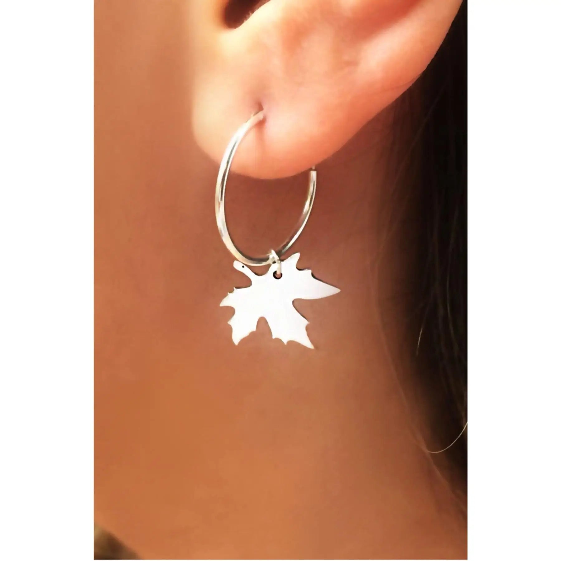Azuris 925 Sterling Silver Fine Hoop Earrings 1.8mm Plane Tree Design Elegant and Stylish Jewelry From Turkey