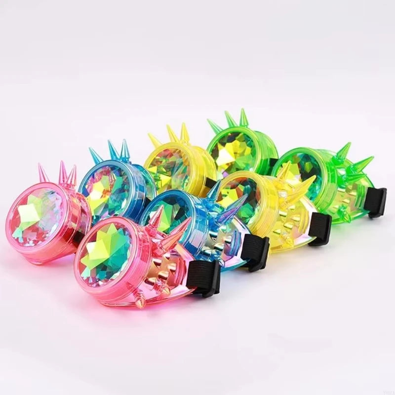 Wholesale Logo Custom Unisex Psychedelic Rave Steampunk Party Glasses Colorful Kaleidoscope Goggles Men Women