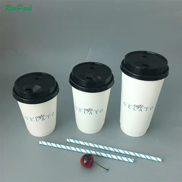 Single/double Wall Cup  White  Coffee Paper Cup   Disposable Custom Design Accept White Paper Cup with Lid