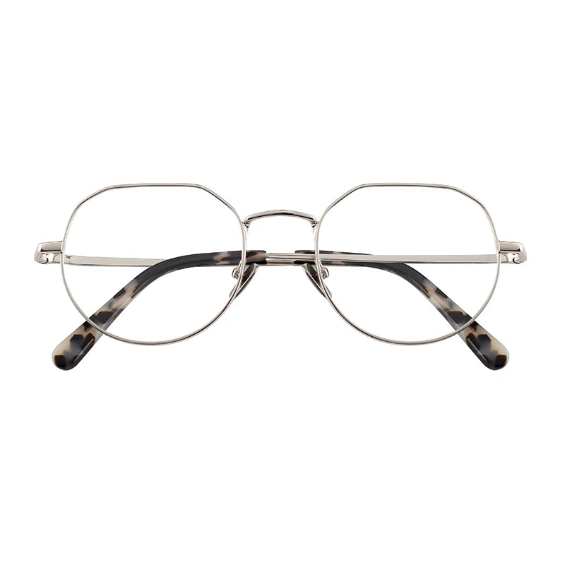 Classic Retro Anti-Blue Light Blocking Eyeglasses with Metal Frames Diamond Face Shape Match