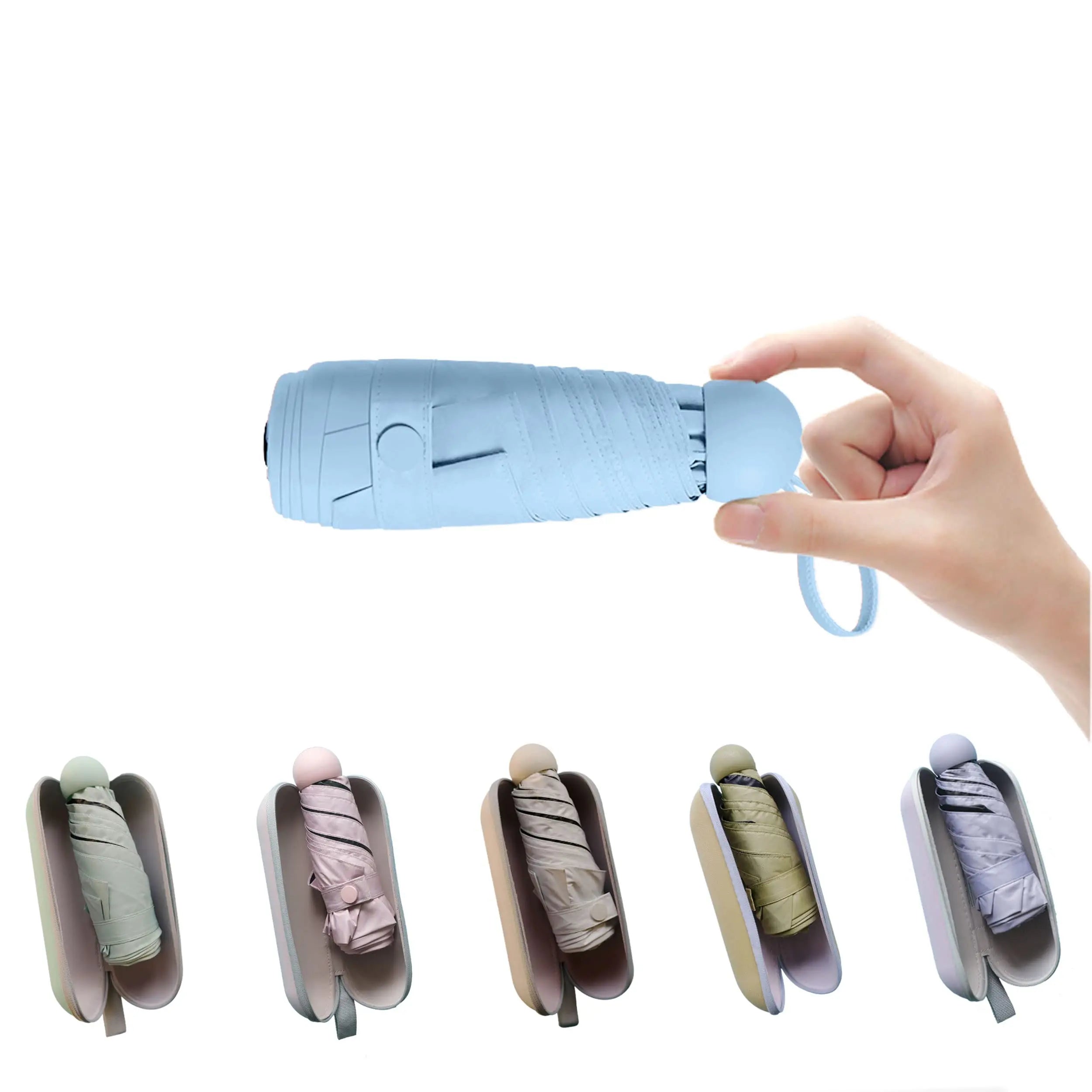 Travel Mini Umbrella for Purse With Case 3flod 5flod Small Compact UV Umbrella Protection Sun Lightweight Tiny Pocket Umbrella