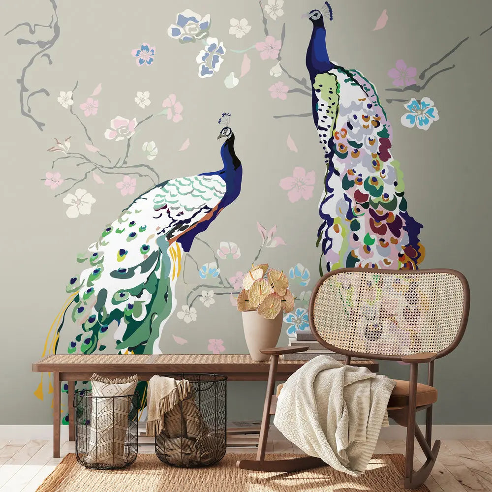 Germany Made Modern Photo Wall Murals Bird Grey Blue Green Non Woven Vinyl Floral Wall Mural Bedroom Hospital Living Room Gym
